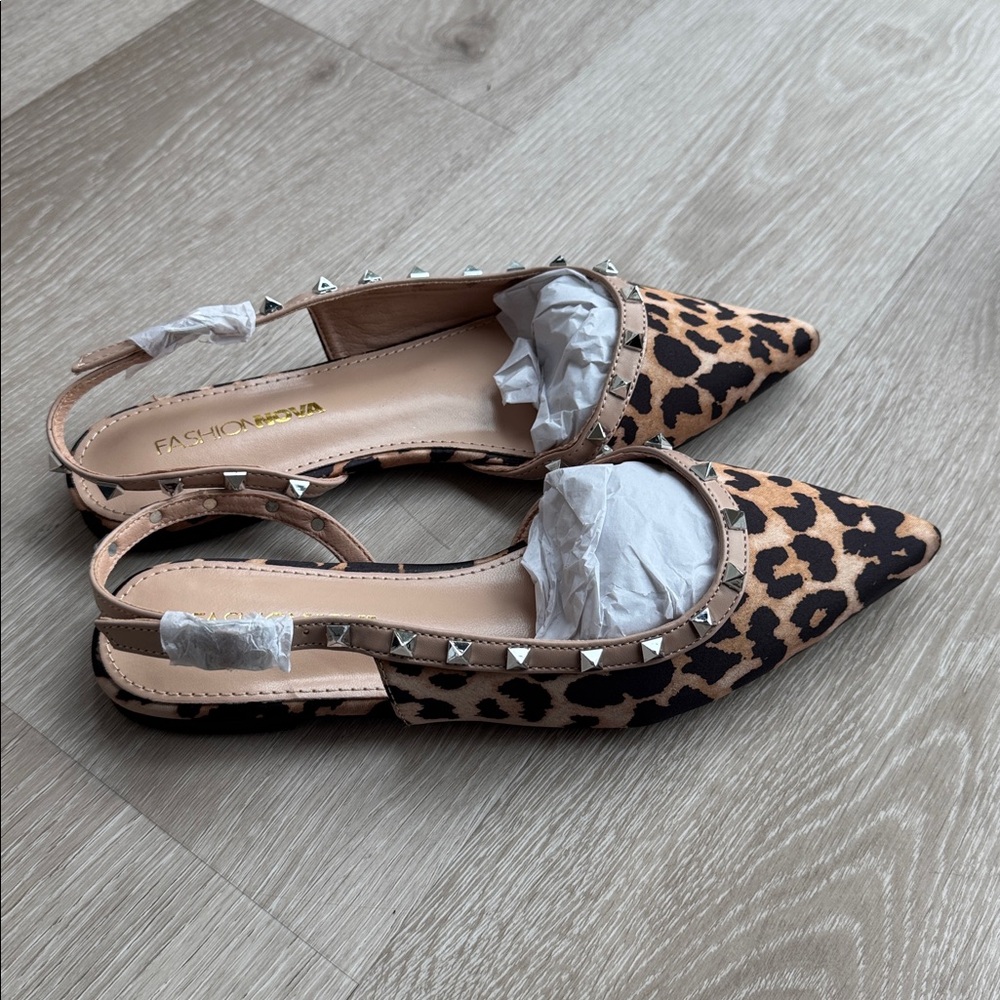 Odina Studded Leopard Print Flats NEW 🏷️ - Picture 8 of 9
